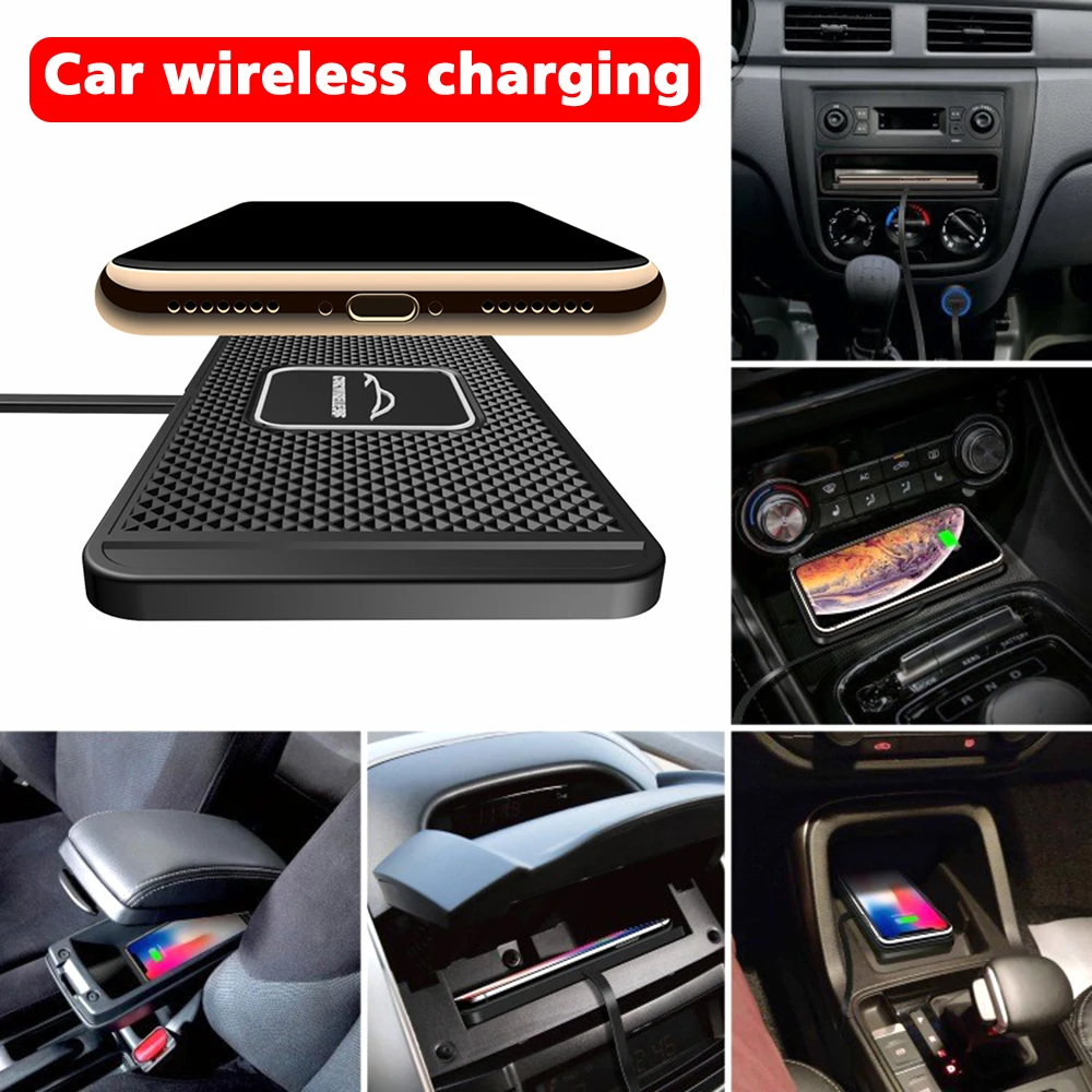 Wireless Car Charger Silicone Anti-skid Pad Smartphone Fast Charger Adapter USB Type-C Wireless Charging Stand Car Accessories