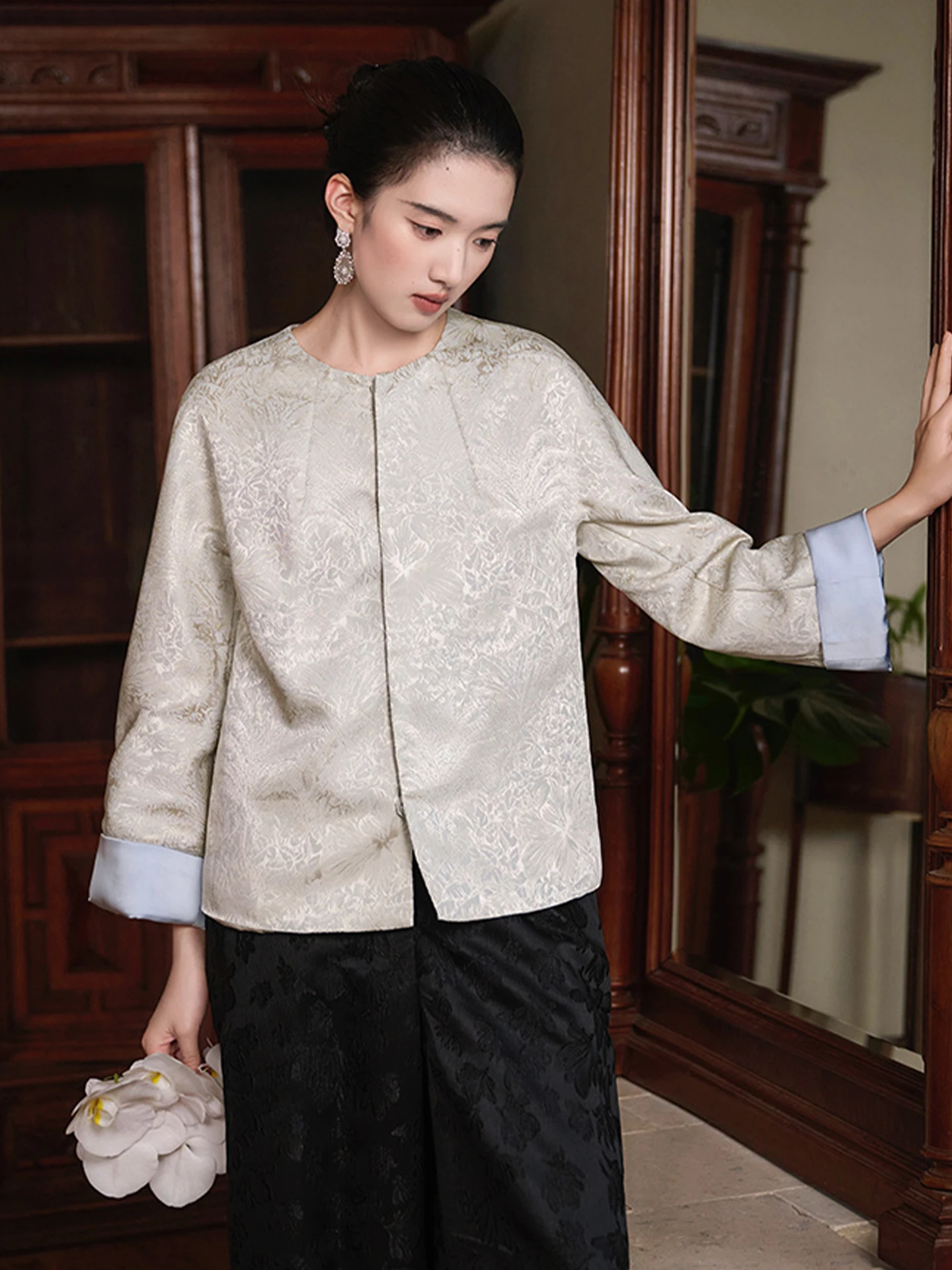 Design de outono com botão único longo Sve Jaet Color Blo Retro Faionable Versátil Top Roupas Femininas Commute Sle Solto...