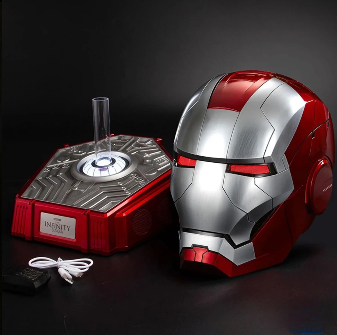 子供用LEDライト付きアイアンマンコスプレヘルメット、mk5ヘルメット
