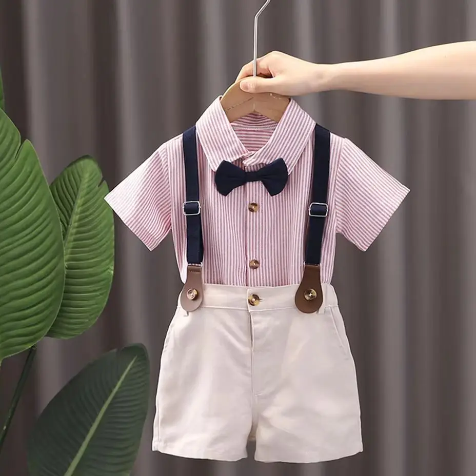 

Baby Boys Clothing Sets Autumn Gentleman Short Sleeve Shirts+ Pants 2Pcs Kids Clothes Set Newborn Boy Formal Clothing Outfit
