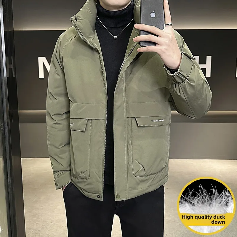 

Mens Jacket for Autumn Winter New Stand-up Collar Fashionable Thickened Cotton-padded Jacket Versatile and Retro Workwear Jacket