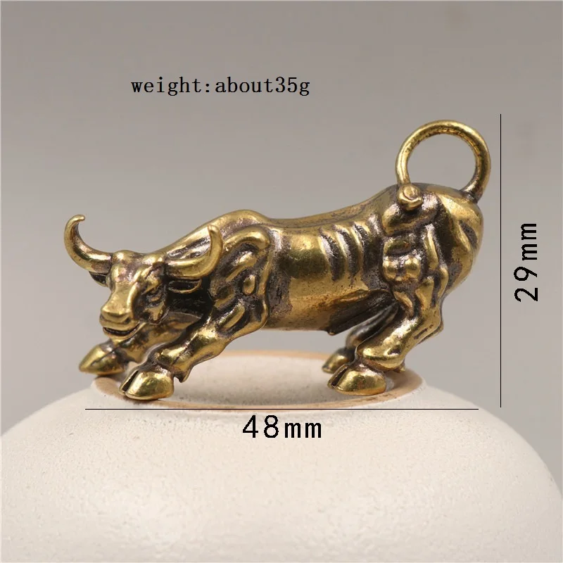 Mini Brass Bull Wall Street Cattle Sculpture Copper Cow Statue Mascot Exquisite Crafts Ornament Office Decoration Business Gift