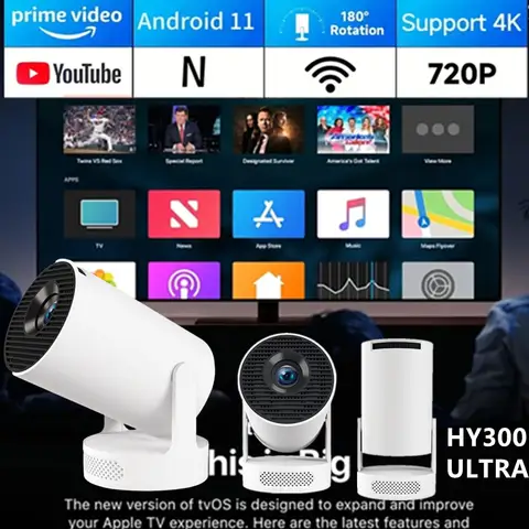 XIAOHUI 4K HY300 ULTRA proyector incorporado 5W altavoz 1280*720P Android 11 8000 lúmenes Wifi6 BT5.4 proyector portátil al aire libre
