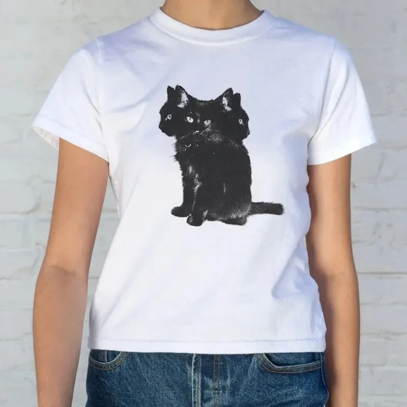 Y2k abbigliamento donna t-shirt Vintage Sexy Top Baby Tee girocollo manica corta stampa gotica scura Streetwear Trendy Summer 2024