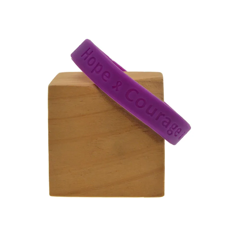50 Stück geprägte Silikonarmbänder mit verschiedenen Texten (Hoffnung, Mut, Glaube), medizinische Armbänder, 5 Farben – Detail 5