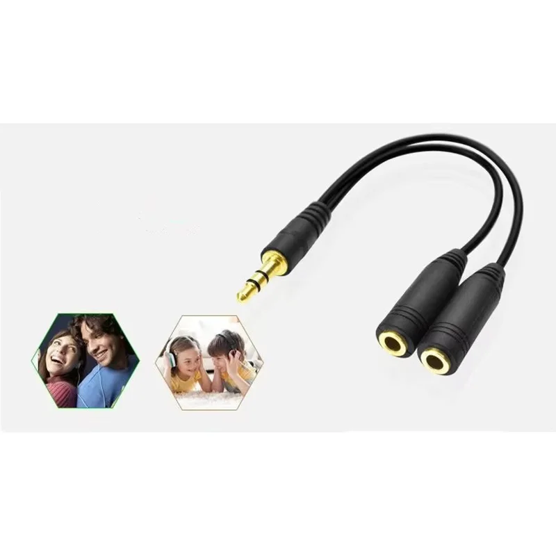 Earphone Splitter Headphone Connector 3.5mm Adapter Audio Stereo Y Splitter (Hi-Fi Sound), 3.5mm Male to 2 Ports 3.5mm Female