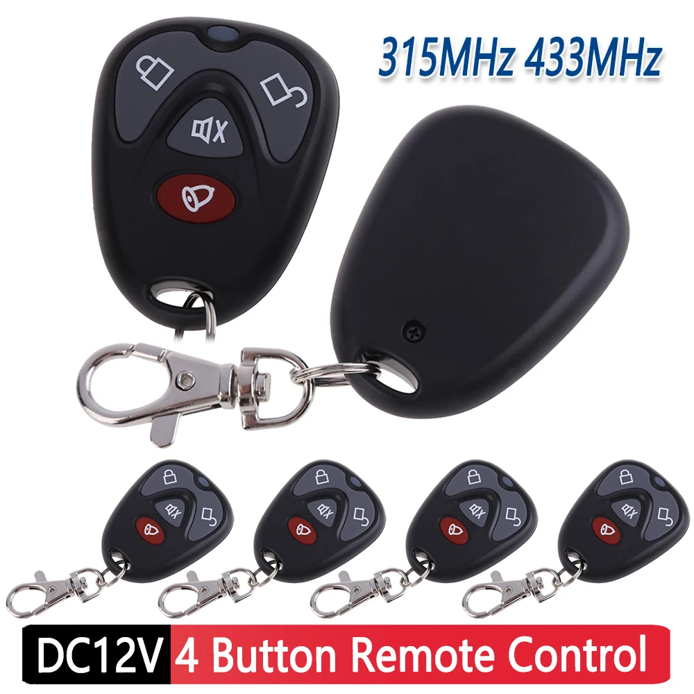 DC12V Replacement Remote Control 4 Button Car Alarm Security 315MHz 433MHz for Automotive Motorcycle Anti-theft Alarm System