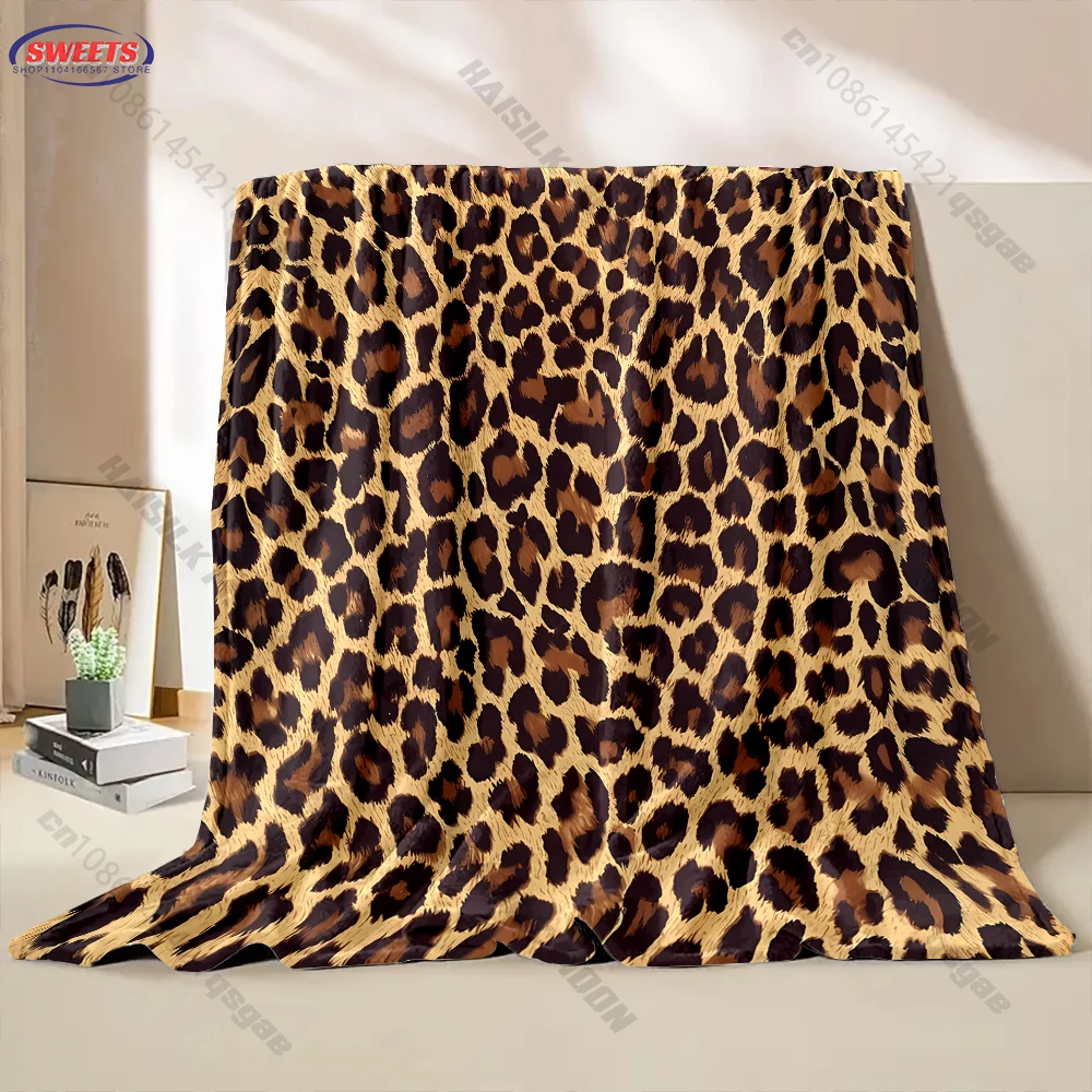 Leopard Print Cozy Blanket Multiple sizes kid's and adults' bedroom living room sofa decor blanket, Exquisite gift