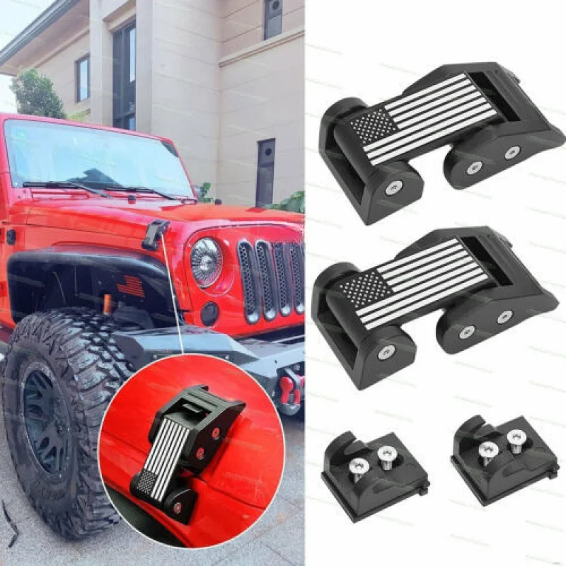 

Для Jeep Wrangler алюминиевый замок капота двигателя, комплект защелки кронштейна из нержавеющей стали