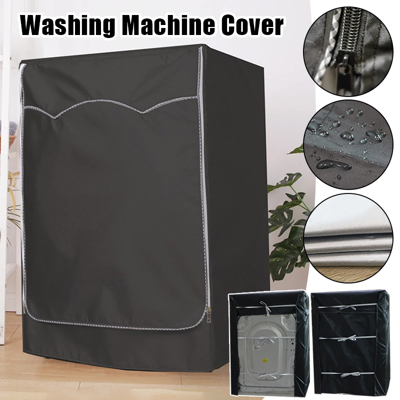 

Washing Machine Cover Outdoor Sunscreen Front Load Laundry Dryer Covers Waterproof 210D Oxford Cloth Washing Machine Dust Cover