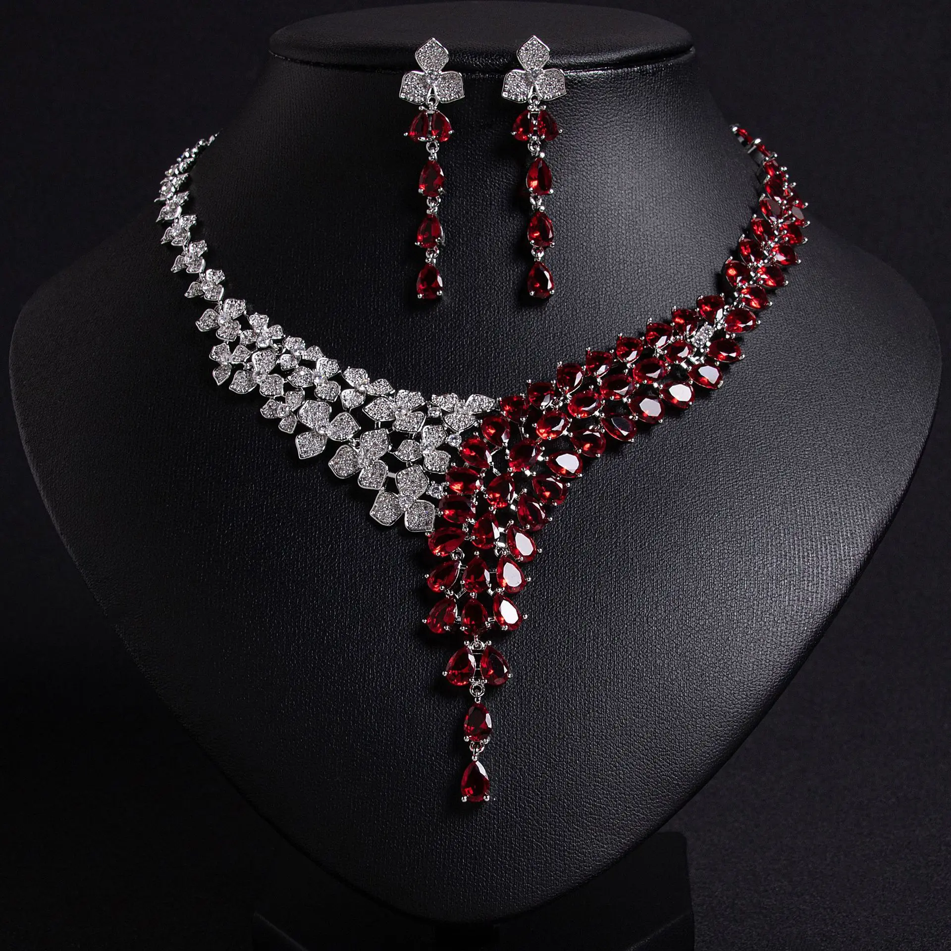 

Cross unexpectedly popular bridal wedding necklace earrings zircon set shining simple wedding dress jewelry set