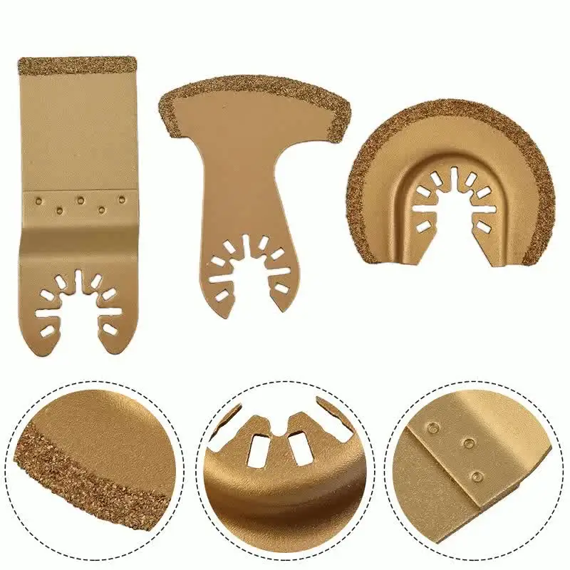 Multi Ferramentas Saw Blades para Tile Grout Renovator, Carboneto e Diamante, Corte de Troca Rápida, Cerâmica De Cimento, Oscilante, 3 Pcs/Set