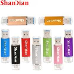 SHANDIAN-Clé usb otg haute vitesse, support à mémoire de 4 gb 8 gb 16 gb 32 gb 64 gb, lecteur flash double application