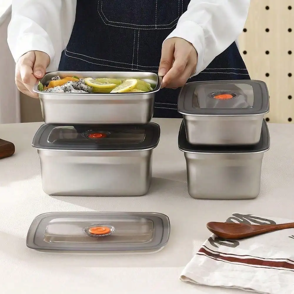 

Buy 2 Get 1 Free 3 Pack Stainless Steel Food Storage Containers With Lids Reusable For Picnics Meal Prep Fridge Organizing Kitchen Essentials Easy Clean Stackable For Fridge Freezer Pantry