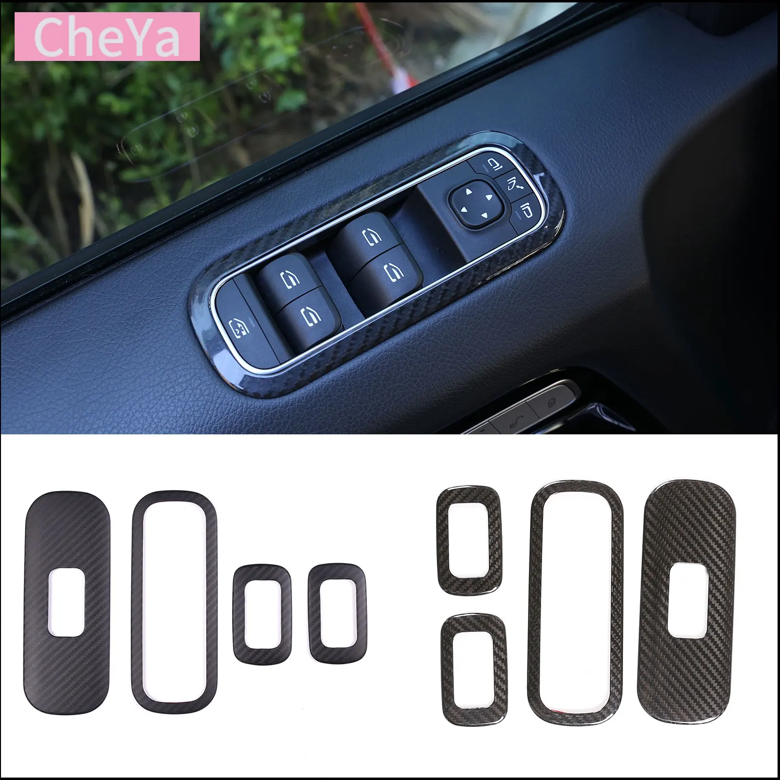 

For Benz G-Class W463 2019-2023 Car Glass Lift Decorative Panel Frame Real Carbon Fiber Interior Accessories LHD 4Pcs