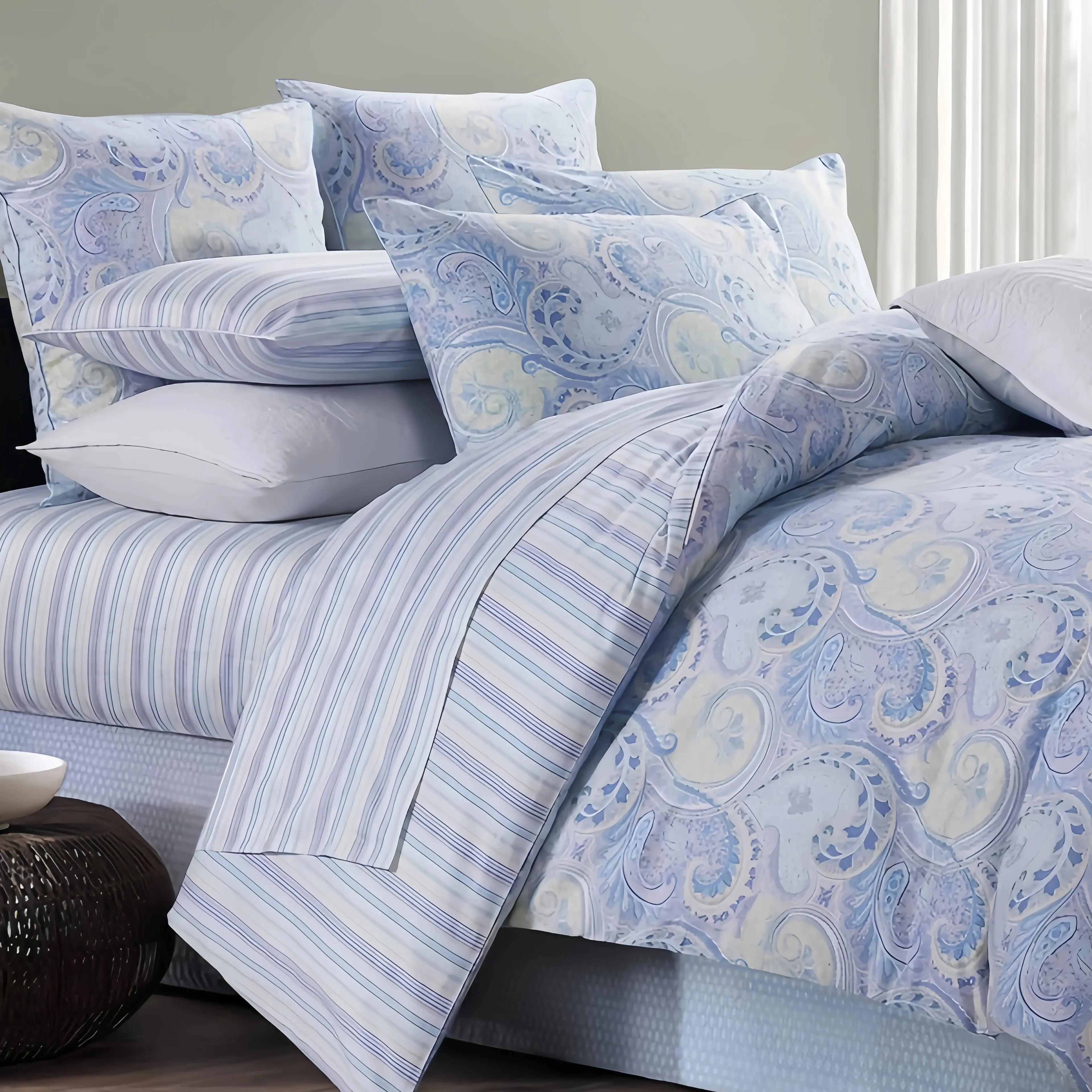 One Duvet Cover, 600 TC, 100% Egyptian Cotton, AB Type, Printed and Solid Colors, Queen Size, 230x250 cm, 1 Piece Customize