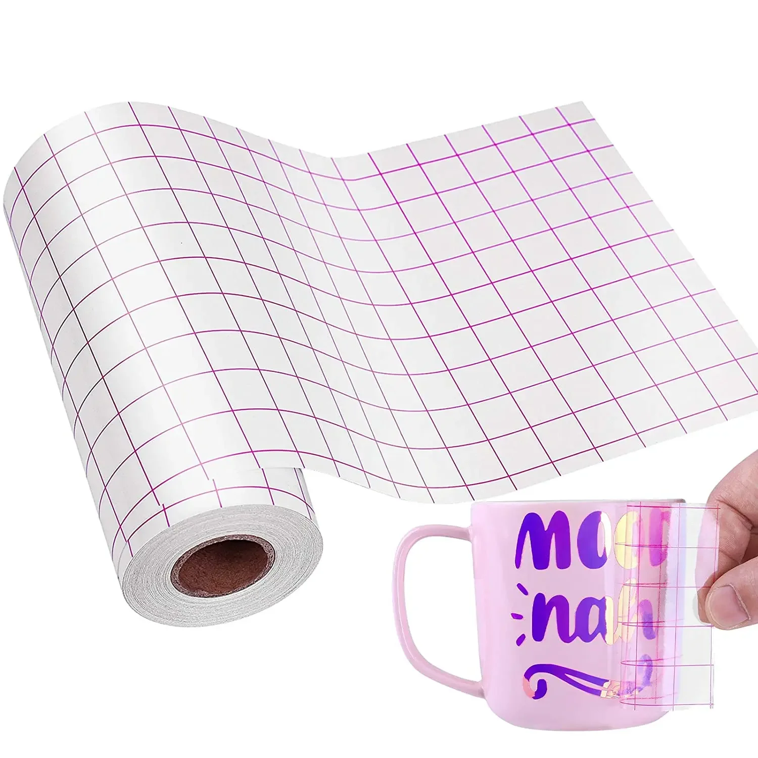 Cinta adhesiva de vinilo transparente de 30.5cmx100cm con cuadrícula de alineación de 4 colores para coches, paredes, manualidades, arte, calcomanías, papel de transferencia, adhesivo DIY