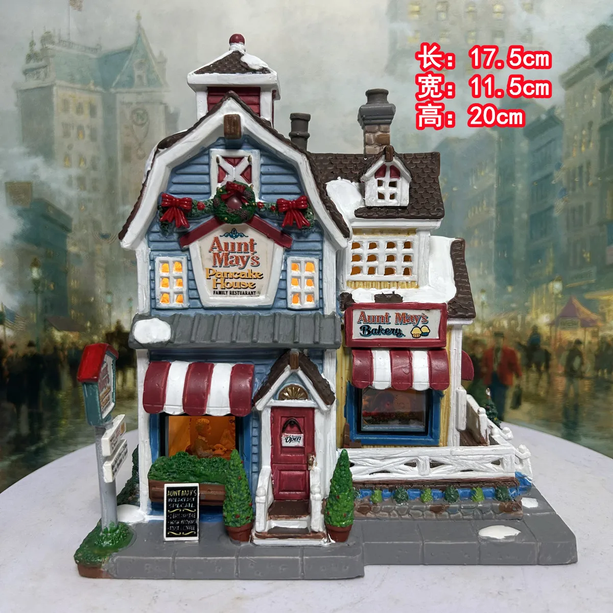 Lemax Ceramic Painted Night Lamp Figurine Aunt May's Pancake House Creative Porcelain Building Architecture Scene Ornament Gifts