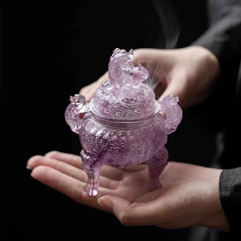 الباستيل القديمة المزجج Lowen البخور الموقد لوحة البخور الموقد البخور ختم الموقد الرجعية الإبداعية طاولة شاي الشاي شاي الحيوانات الأليفة