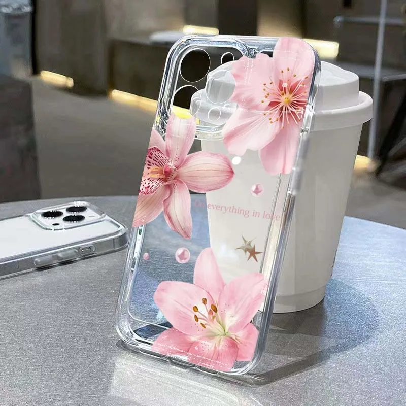 Trompete Blume Telefon Fall Für Samsung Galaxy S25 Ultra Fällen S24 FE S23 Plus S22 A16 A36 A56 A54 A55 A53 A52 A35 A34 Klare Abdeckung