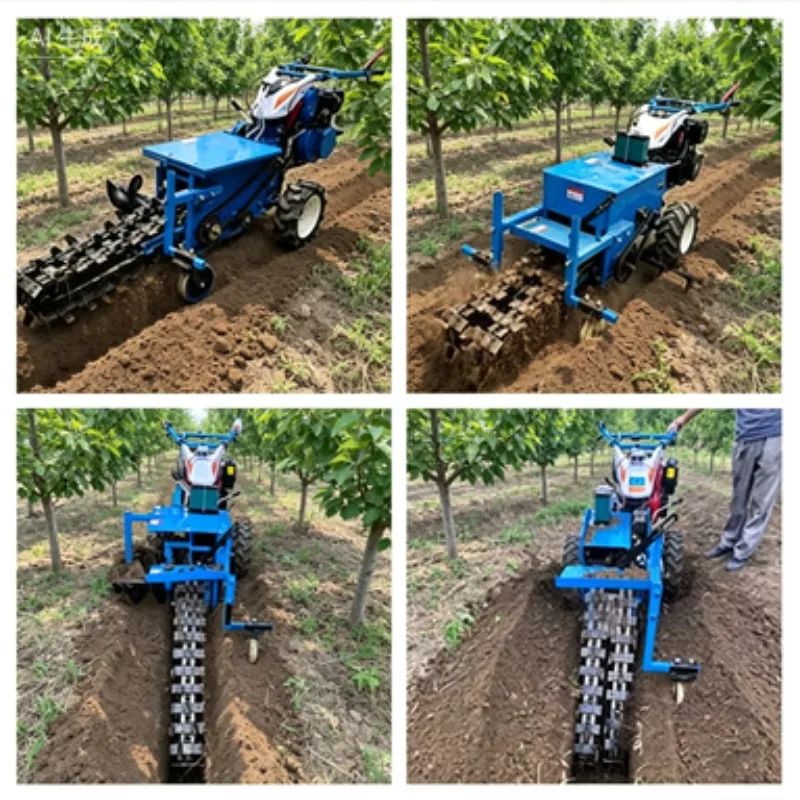Handheld Chain Trencher Machine with 100cm Max Trench Depth, Trench Digging Machine for Municipal Utility Pipeline Construction