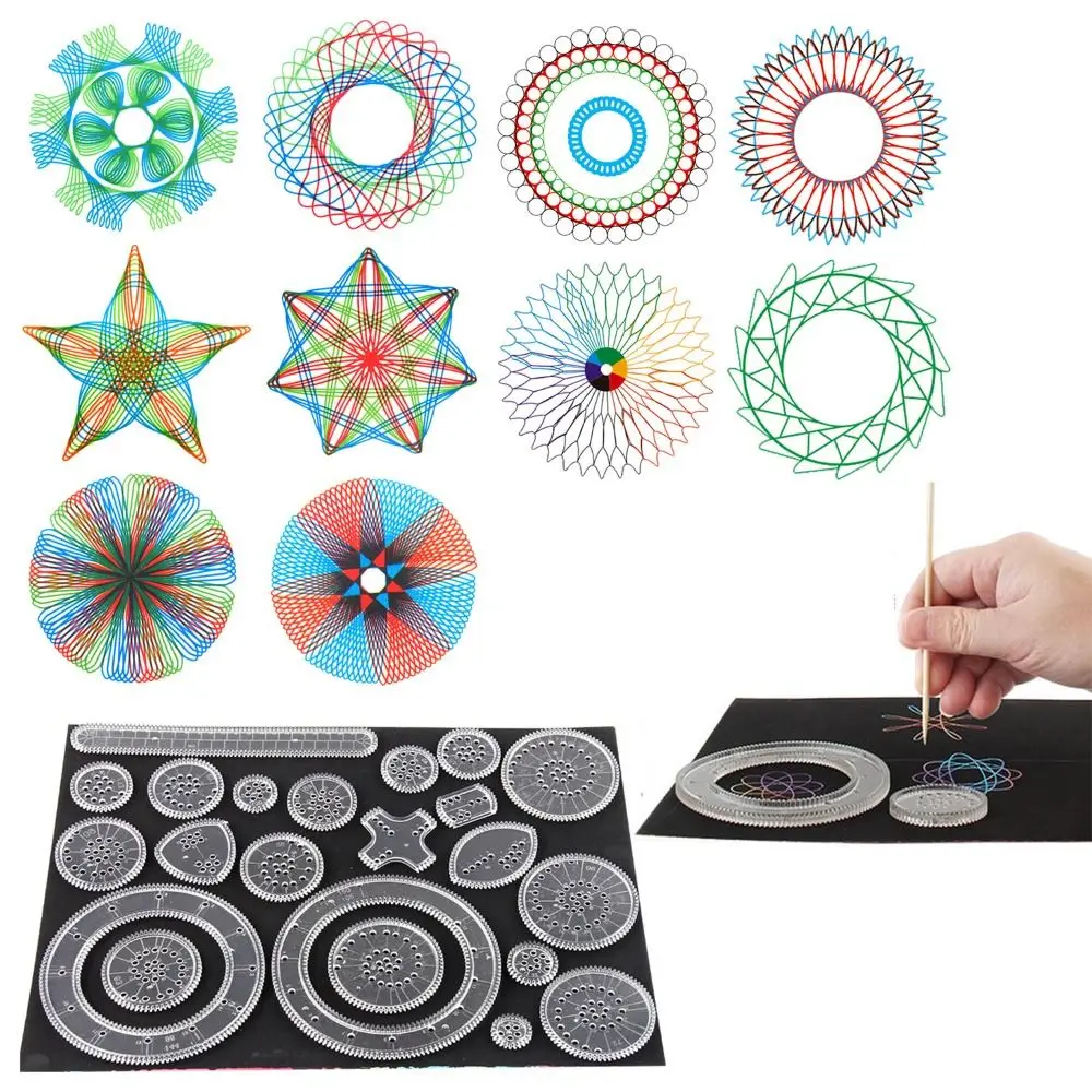 5/12/22PCS Plastic Spirograph Special Shaped Interlocking Gears Wheels Geometric Ruler Arts Craft Drawing Kit Students
