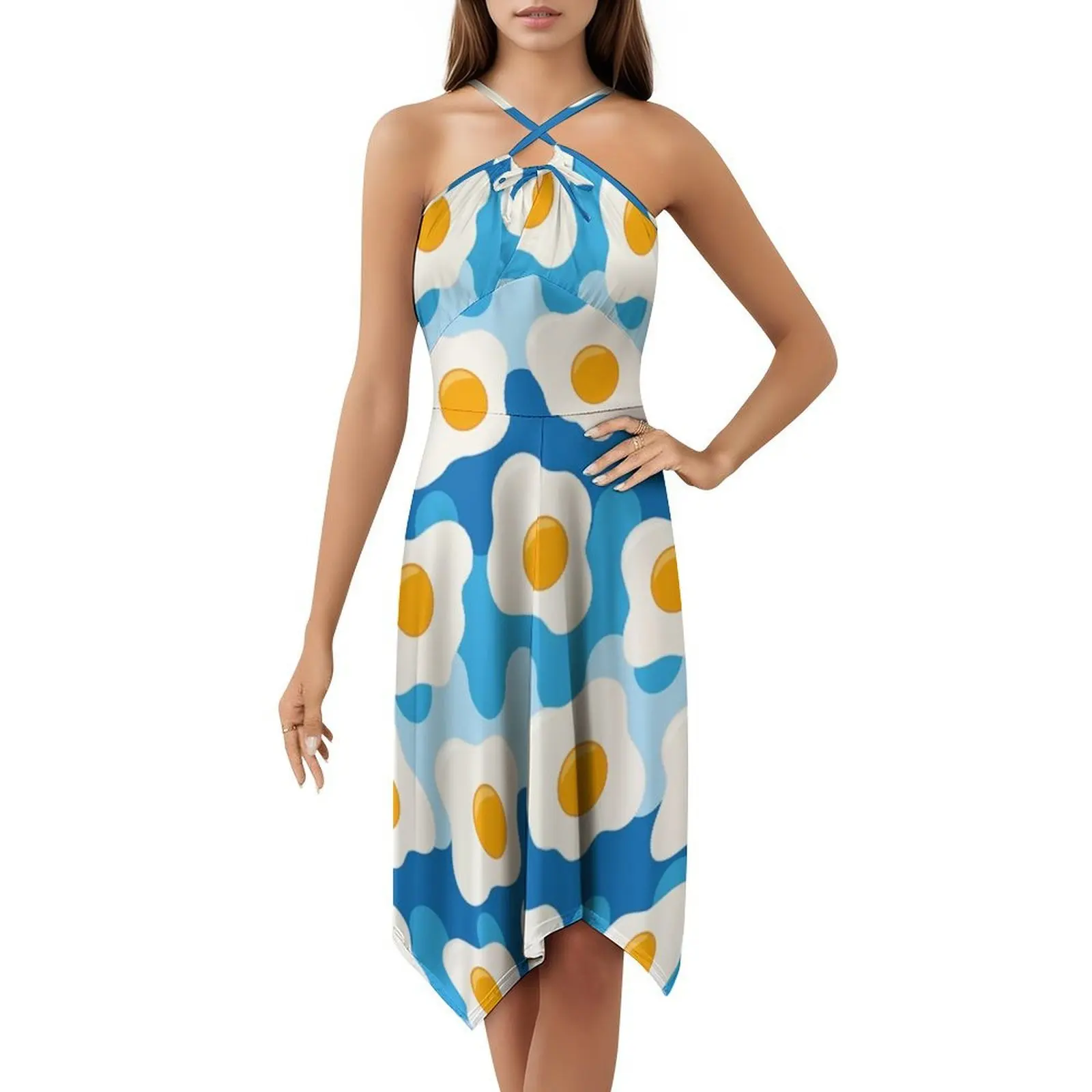 نمط البيض المقلي المرأة الهيب هوب الشارع الشهير اللباس الرسم طباعة حزب نادي ارتداء البيض المقلي البيض الصيف أكل الأزرق الغذاء #5