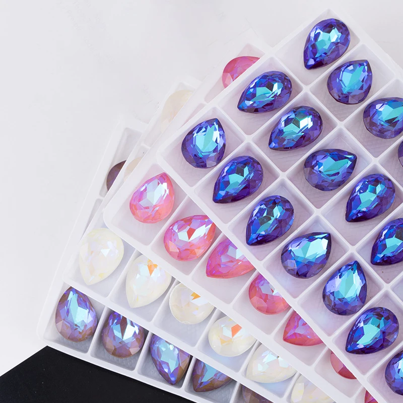 Drop strass moka fluorescenza sfusa 70/35/20 pezzi Glitter Crystal 7 x1 0/10 x1 4/13x18MM Water Drop Teardrop 3D Nail Art