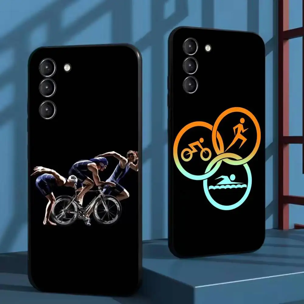 حافظة هاتف الترياتلون لهاتف سامسونج جالاكسي A73,72,51,53,52,71,22,5G,Note,J7,8,9 غطاء أسود ناعم