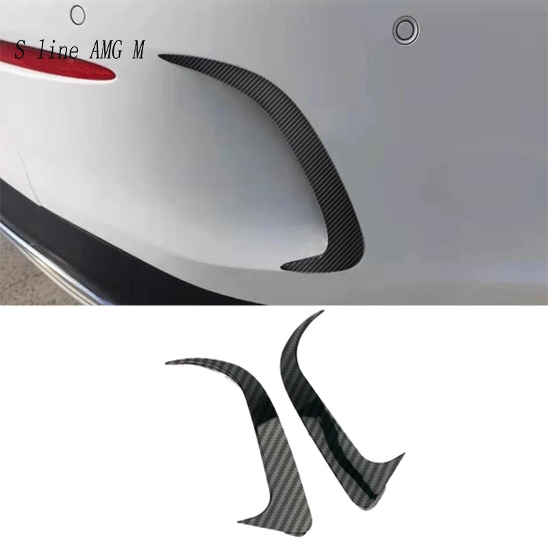 Car Styling Rear Bumper Fins Side Fender Canard Splitter Sticker For Mercedes Benz C Class W205 For AMG Coupe Sedan 2015-2021