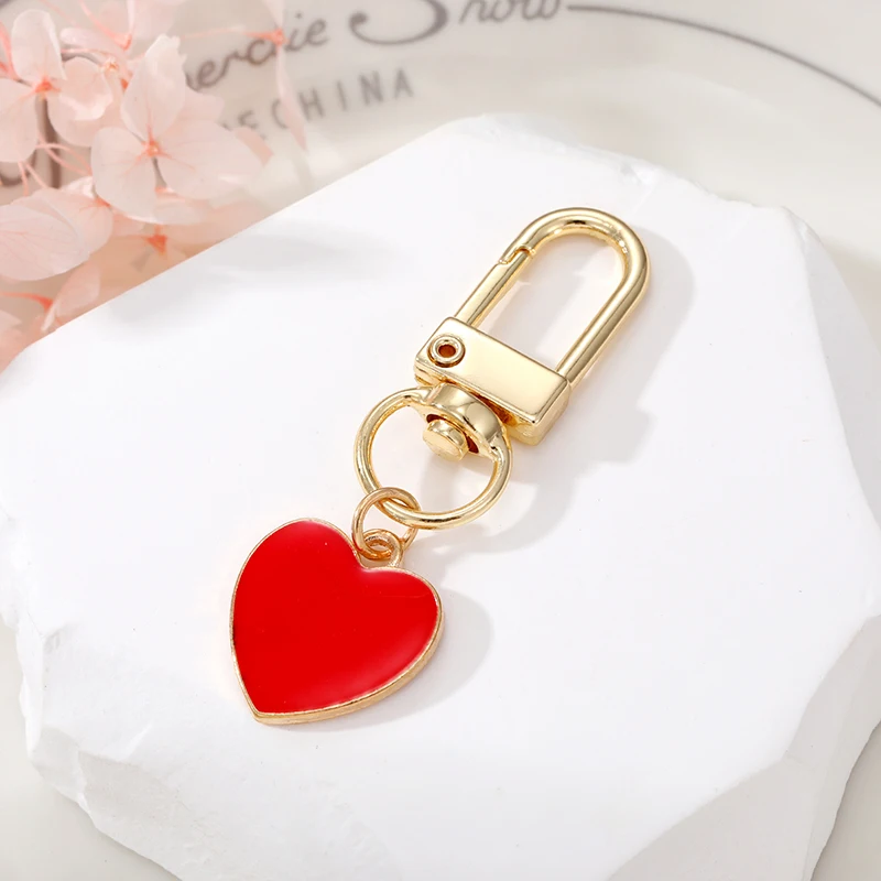 Multicoloured Enamel Heart Keychain Keyring Friend Lovers Couple Cute Romantic Love Bag Car Airpods Box Key Accessories Jewelry