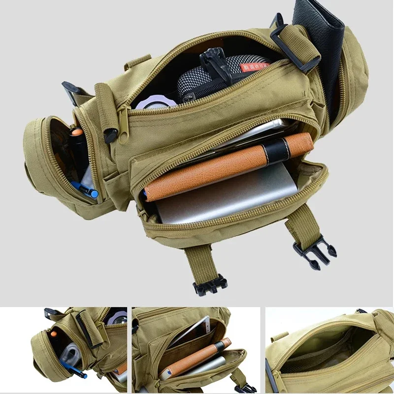 남성용 전술 Molle 허리 팩 군사 허리 가방, Mochilas 패니 팩, 야외 캠핑 하이킹 파우치, 3P 가슴 가방 지갑 벨트 가방