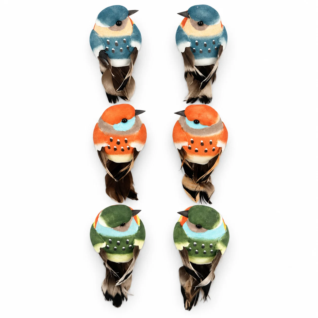 6PCS Artificial Bird Ornaments Decorative Bird Figurines for Home Garden Tree Holiday Display Multicolor