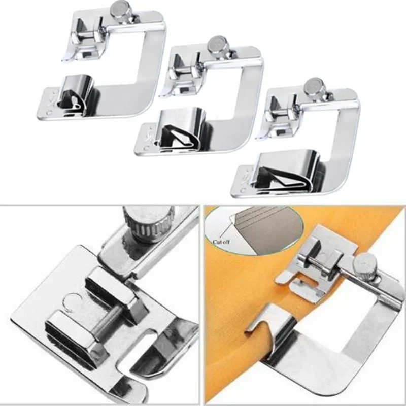 1-3P Hot Sale Domestic High quality Sewing Machine Foot Presser Rolled Hem Feet Set for Brother Singer Sewing Accessories 3 Size