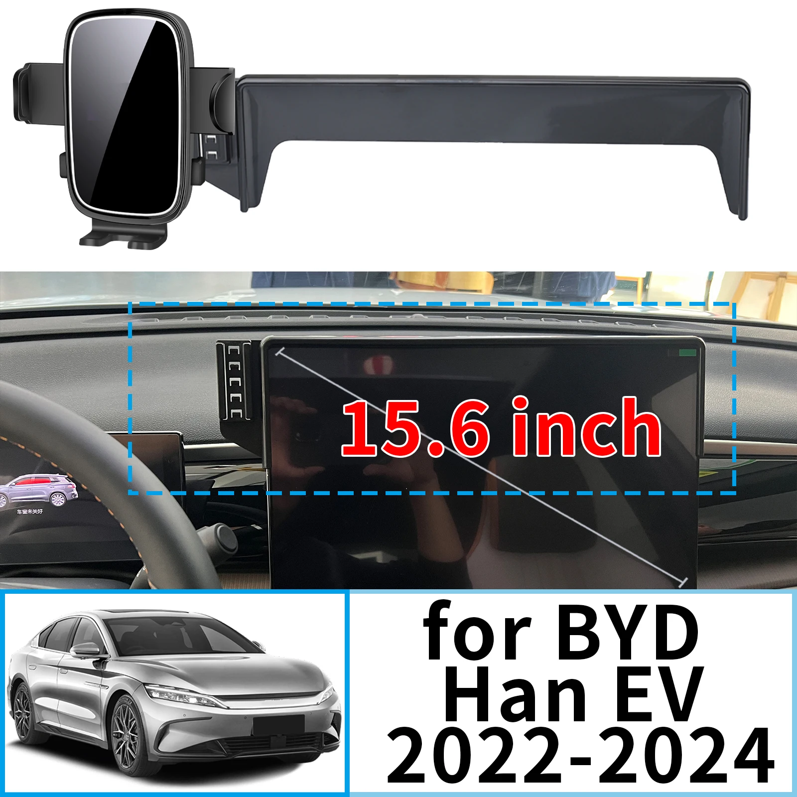 

fit for BYD Han EV 2022 2023 2024 15.6inch ​​​​Stable Clip-On Phone Holder​​ Mount Screen Base No Vibration​ Car accessoires