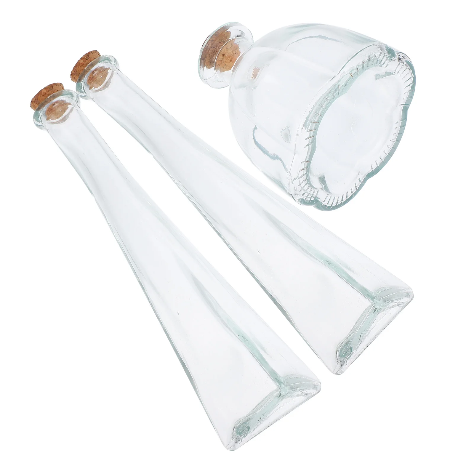 

3 Pcs Decorative Bottles Corked Glass Vials Containers Essential Oil Diffusion Apothecary Bridal Shower Favors Storage