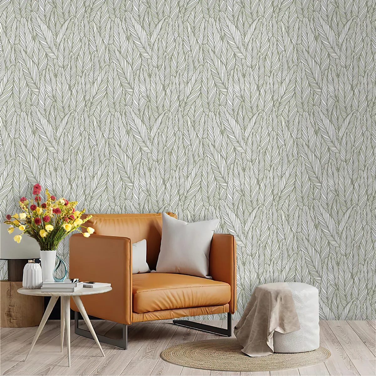 

Green Leaves Peel and Stick Wallpaper Boho Contact Paper Self Adhesive Removable Wallpaper for Bedroom Bathroom Waterproof