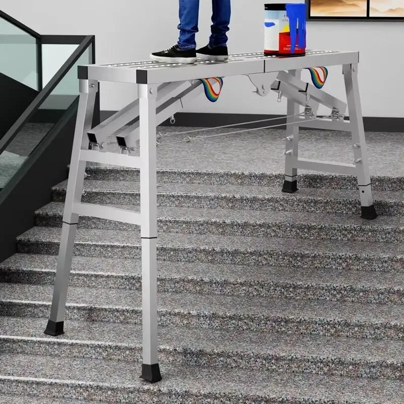 Thickened Steel Horse Stool Ladder, Mobile Work Platform, Double Support Folding Scaffold, Indoor Decoration Engineering