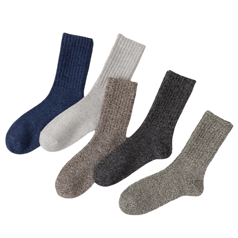 5 Pair Men\'s Winter Wool Socks Harajuku Retro Long Merino Wool Casual Socks Warm High Quality Business Socks