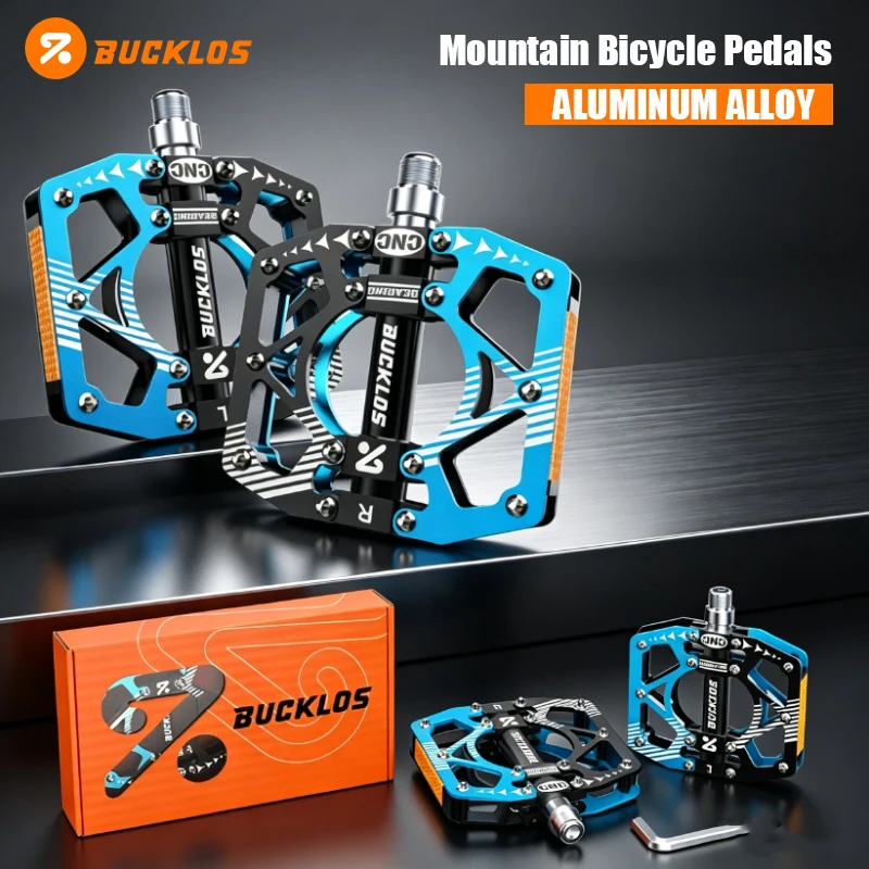 

BUCKLOS Mountain Bike Pedals Aluminum Alloy Bike Platform Sealed Bearing Bicycle Flat Pedal Non-Slip CNC Bicycle Platform