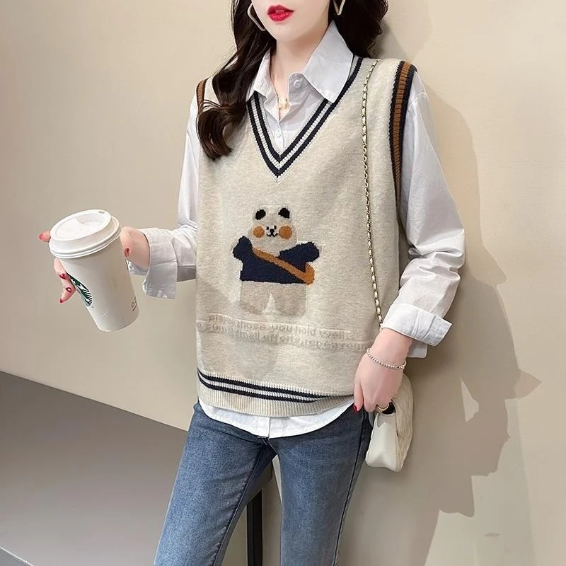Kawaii المرأة محبوك سترة ملابس أنيقة صدرية ملابس خارجية غير رسمية الكورية نمط الصوف الجمالية Y2k البلوز سترة الإناث