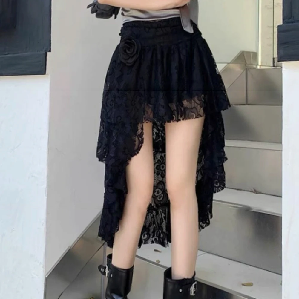 Black Casual High Waist Skirt Polyester Fabric Solid Color Pattern Basic Fashion Skirt Casual Loose Style Daily Wear Skirt