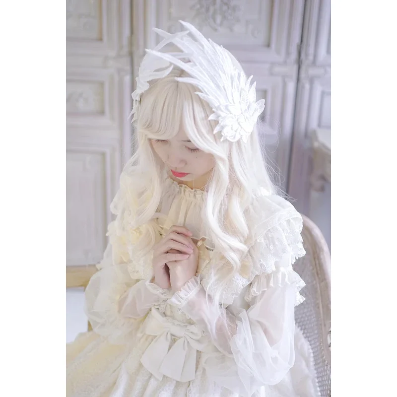 手作りコスプレゴシックロリータ天使の羽ヘアピン悪魔頭飾り原宿ホーン刺繍羽ヘアクリップアニメアクセサリー