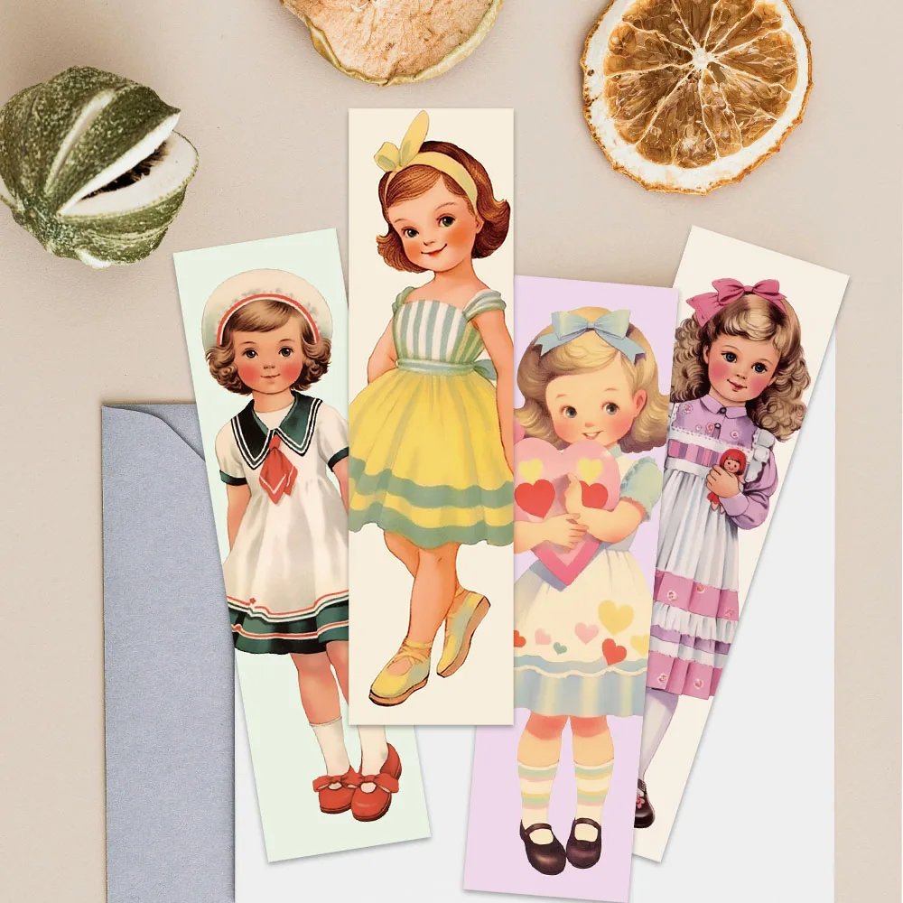 30pcs Aesthetic Retro Little Girls Paper Bookmarks DIY Students Readers Page Markers Library Office Page Marking