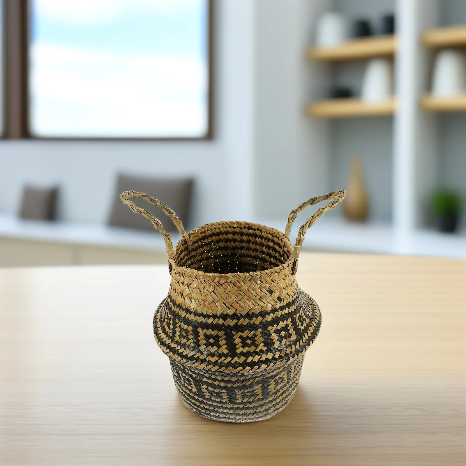 

Grass Storage Basket Woven Plant Planter Decorative Baskets for Storage Indoor Use Flower Arrangement Room Bedroom Office