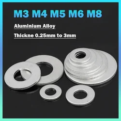 Aluminum Alloy 6061 Flat Washers M3 M4 M5 M6 M8 Metric Flat Seal Washer Enlarged Gaskets Thickne 0.25mm to 3mm