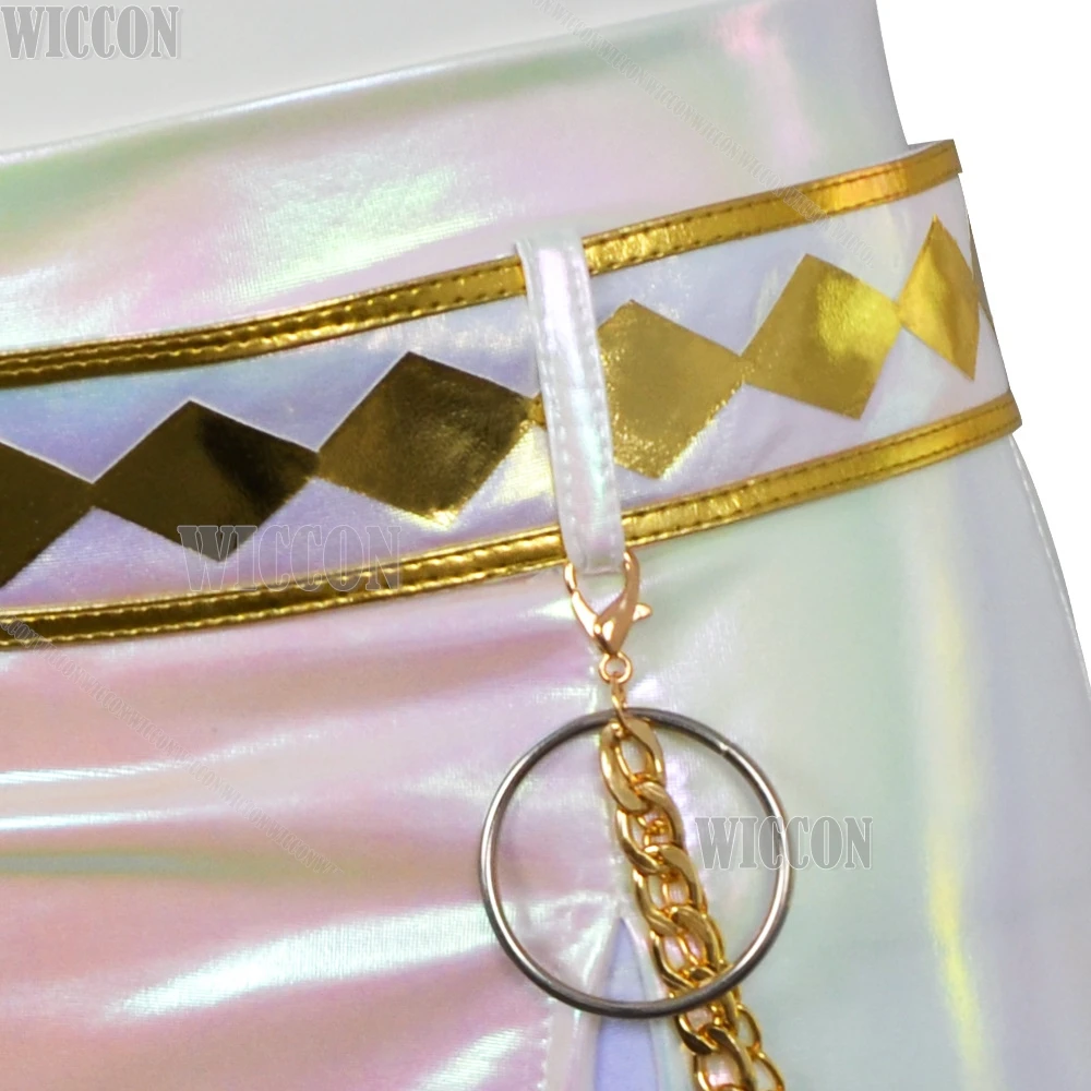 K-Pop Huntrix HUNTR/X Zoey Cosplay Demon Hunters White Laser Outfit Roleplay Stage Clothes Halloween Adults Kids Size Comic Con