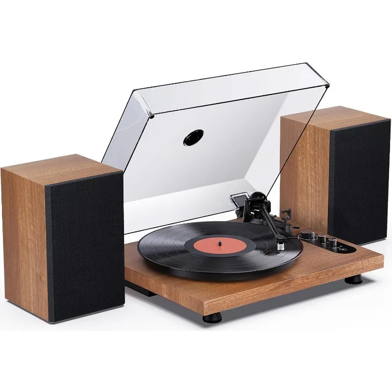 ONE Record Player with Speakers, Vinyl Turntable with Bluetooth Output&Input, AT-3600L Cartridge, Built-in Phono