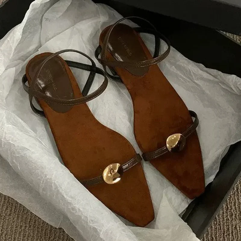 Sandalias de verano con punta estrecha para mujer, zapatos de tacón elegantes a la moda, zapatos de tacón informales para mujer, nueva tendencia de diseñador 2025
