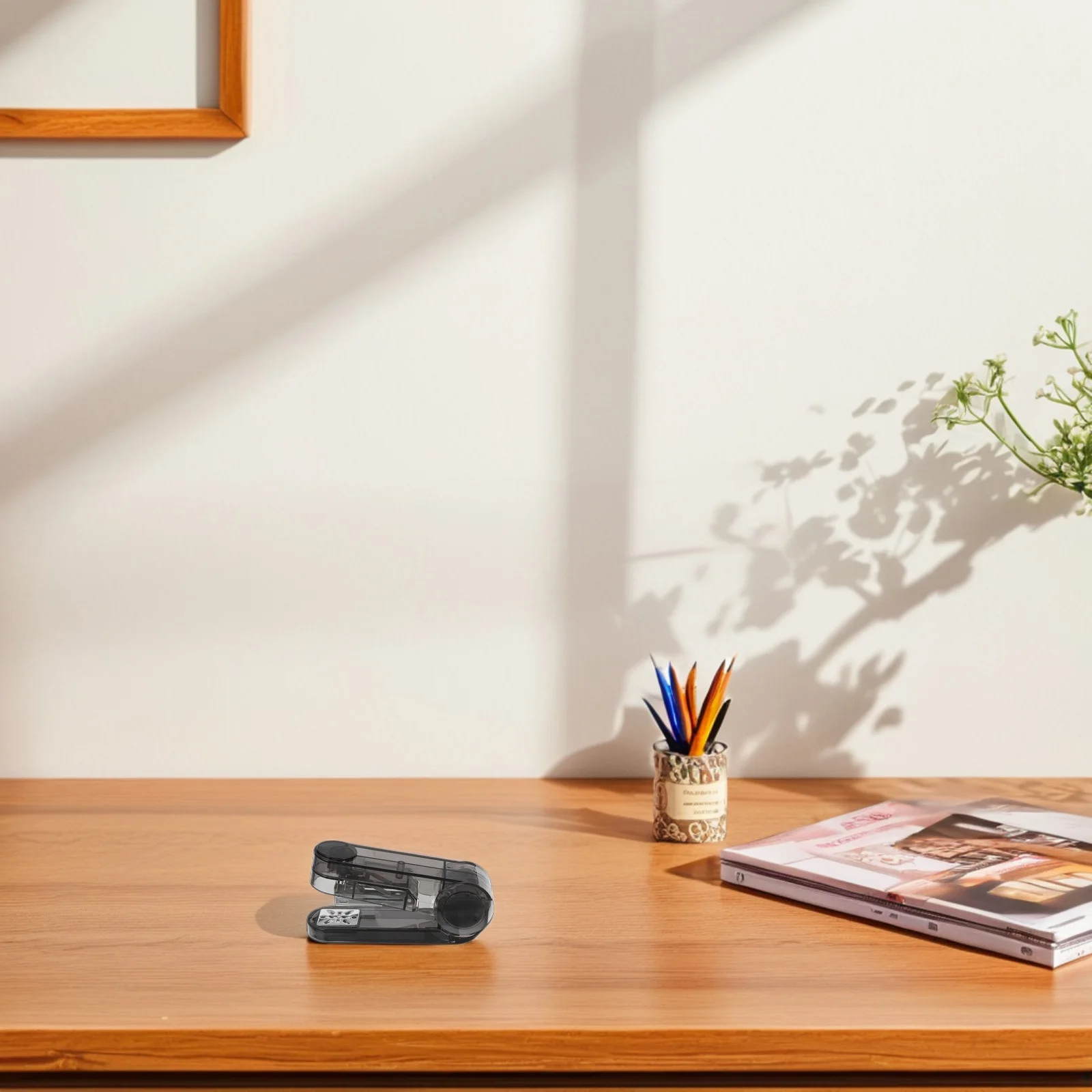 360도 회전 가능한 스테이플러 투명 케이스 다용도 바인딩 모드 컴팩트 대용량 플라스틱 책상용